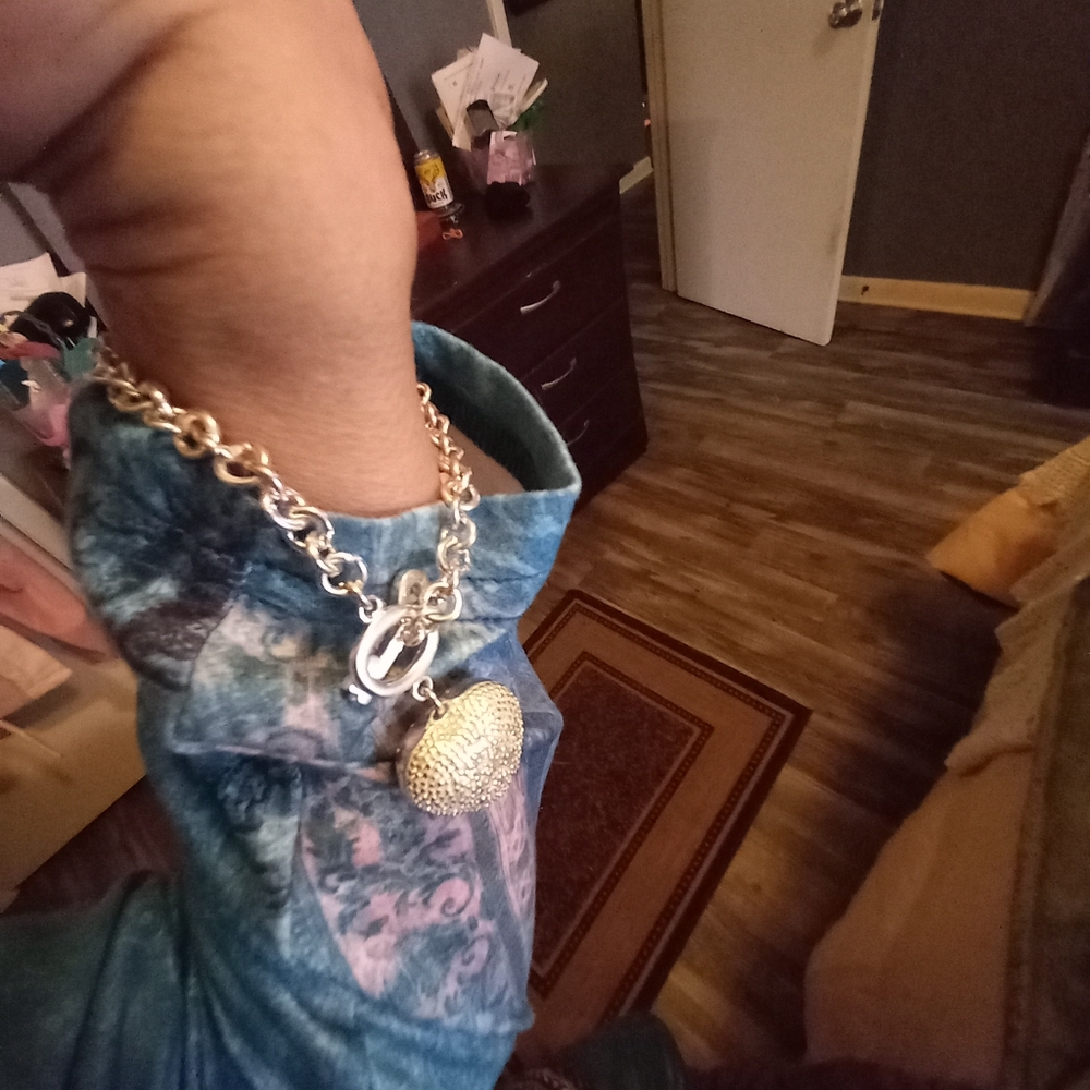 EUC Sterling Silver Key to my Heart Toggle Bracelet 8" - Picture 8 of 9
